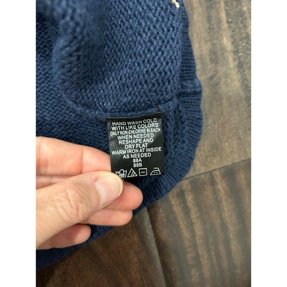 Hampshire Studio Snow Holiday Vest Navy Blue Festive Embroidery Sz L - Picture 6 of 8